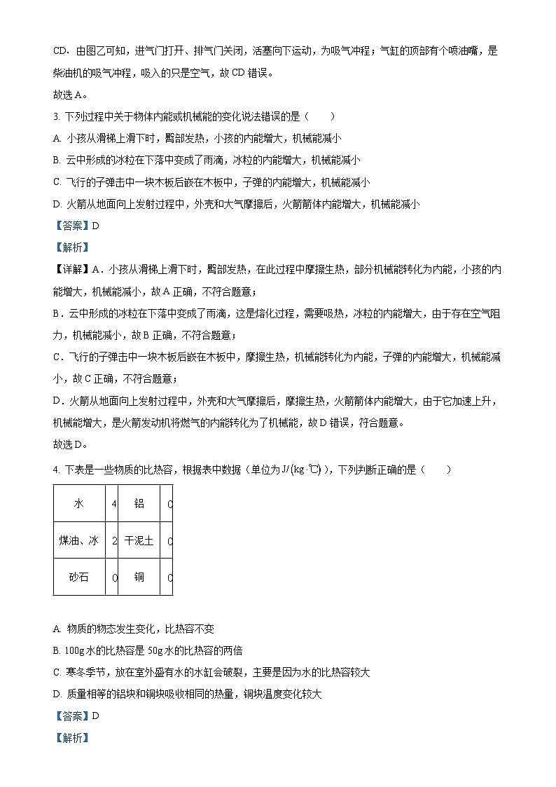 湖北省襄阳市第三十一中学2024-2025学年九年级上学期期中考试物理试题（解析版）-A4第2页