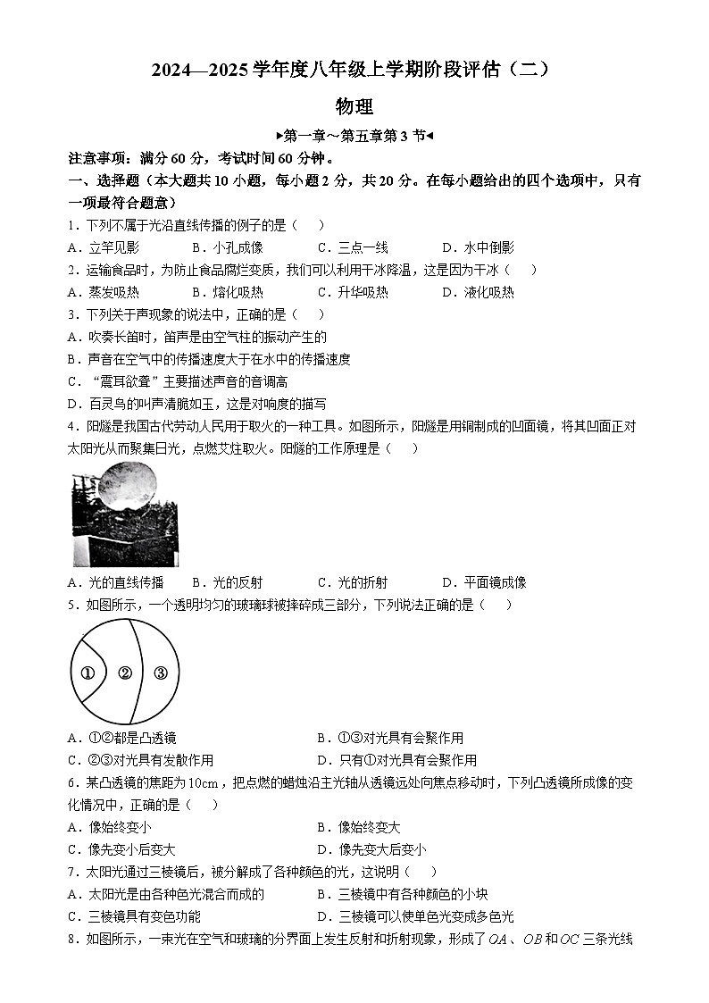 河北省廊坊市2024-2025学年八年级上学期11月月考物理试题-A4第1页