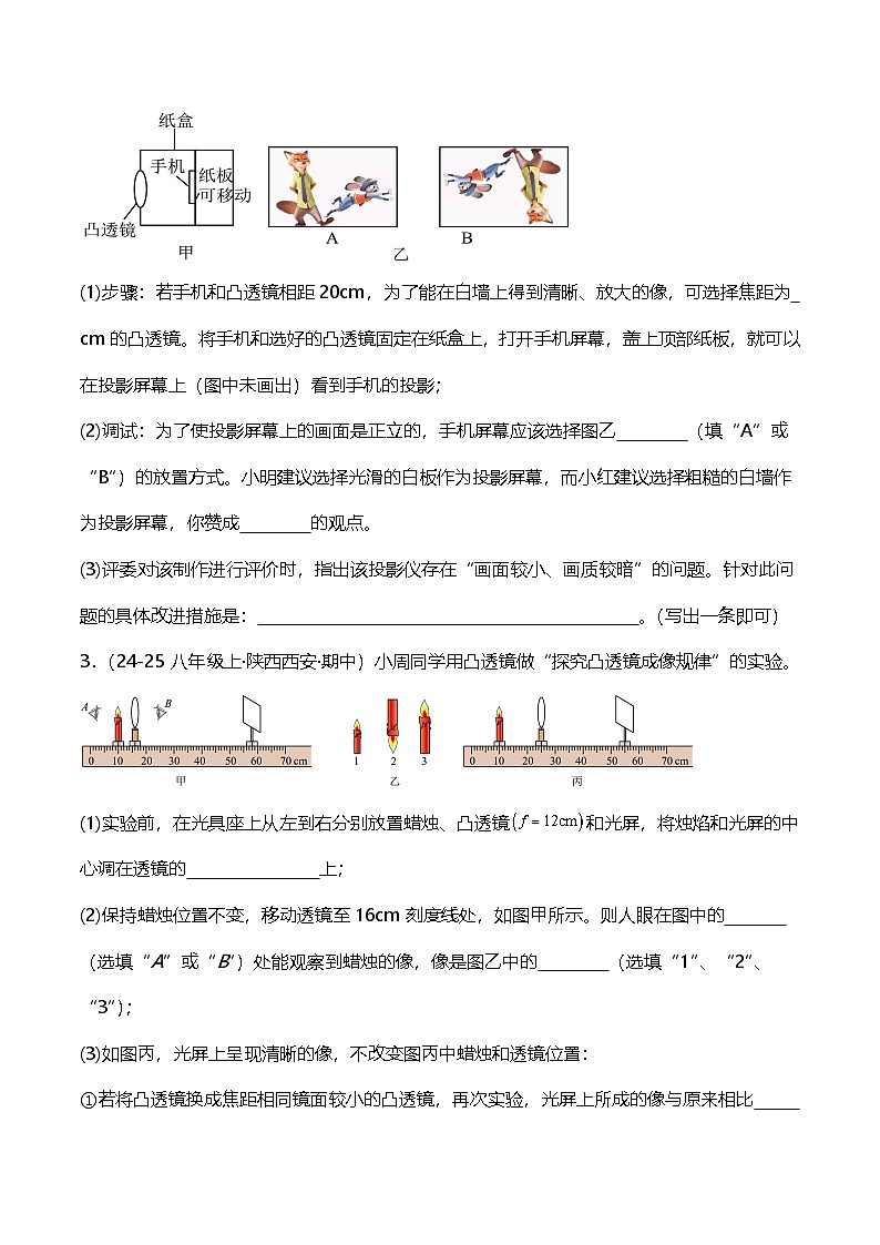 期末专题复习《凸透镜成像的规律》实验题B卷  ---2024-2025学年人教版八年级上学期物理第2页