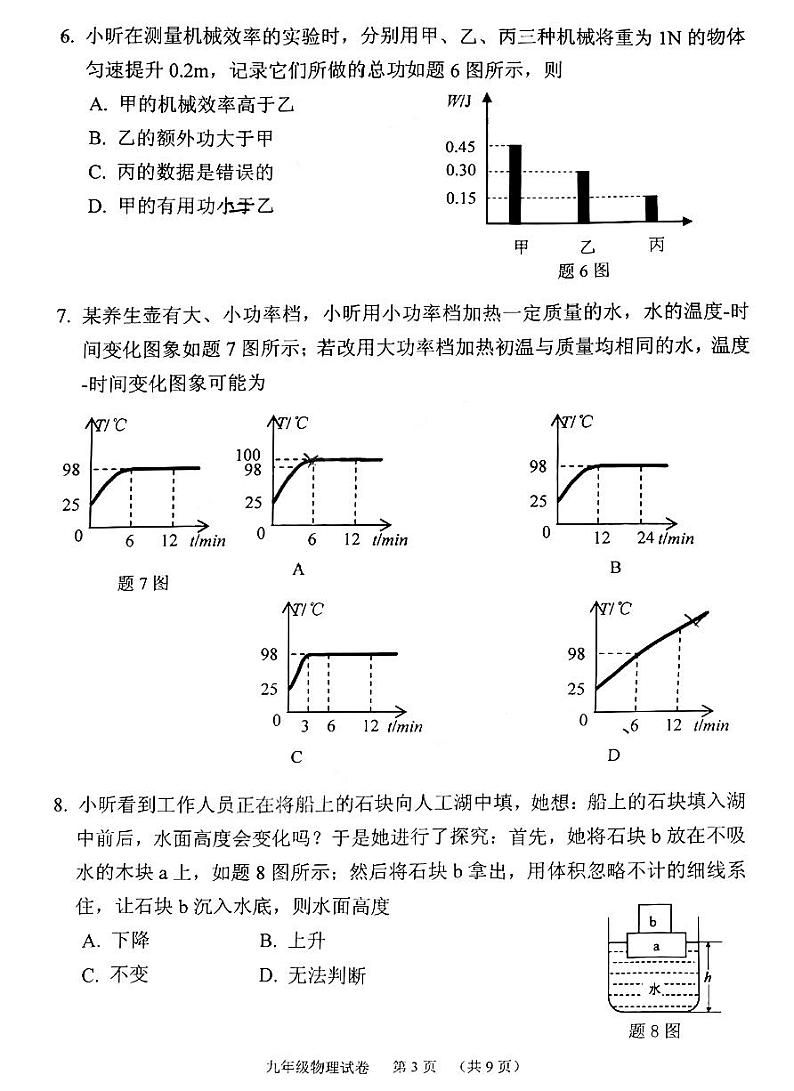 2023年广州市荔湾区中考物理一模试题第3页