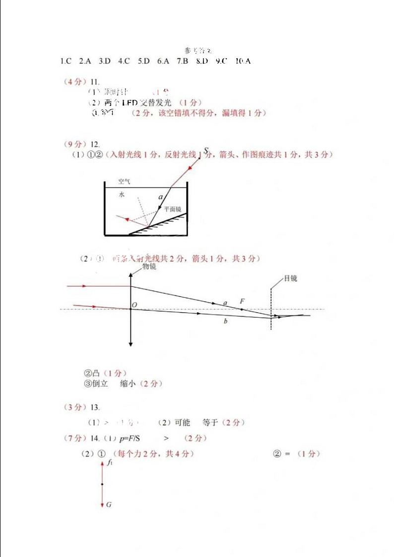 2023年广州市增城区中考物理一模试题答案第1页