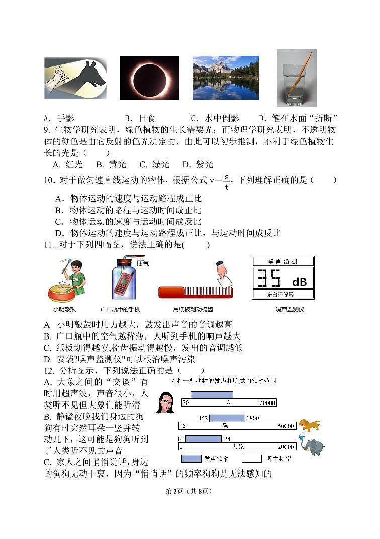 （教研室提供）山东省临沂市费县2024-2025学年八年级上学期期中考试物理试题第2页
