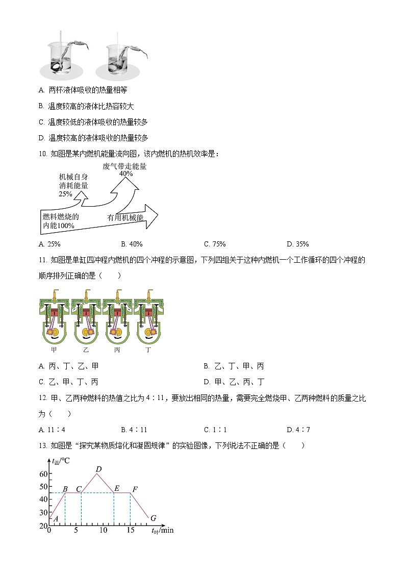 河南省南阳市镇平县侯集镇第一初级中学2024-2025学年九年级上学期9月月考物理试题（原卷版）-A4第3页