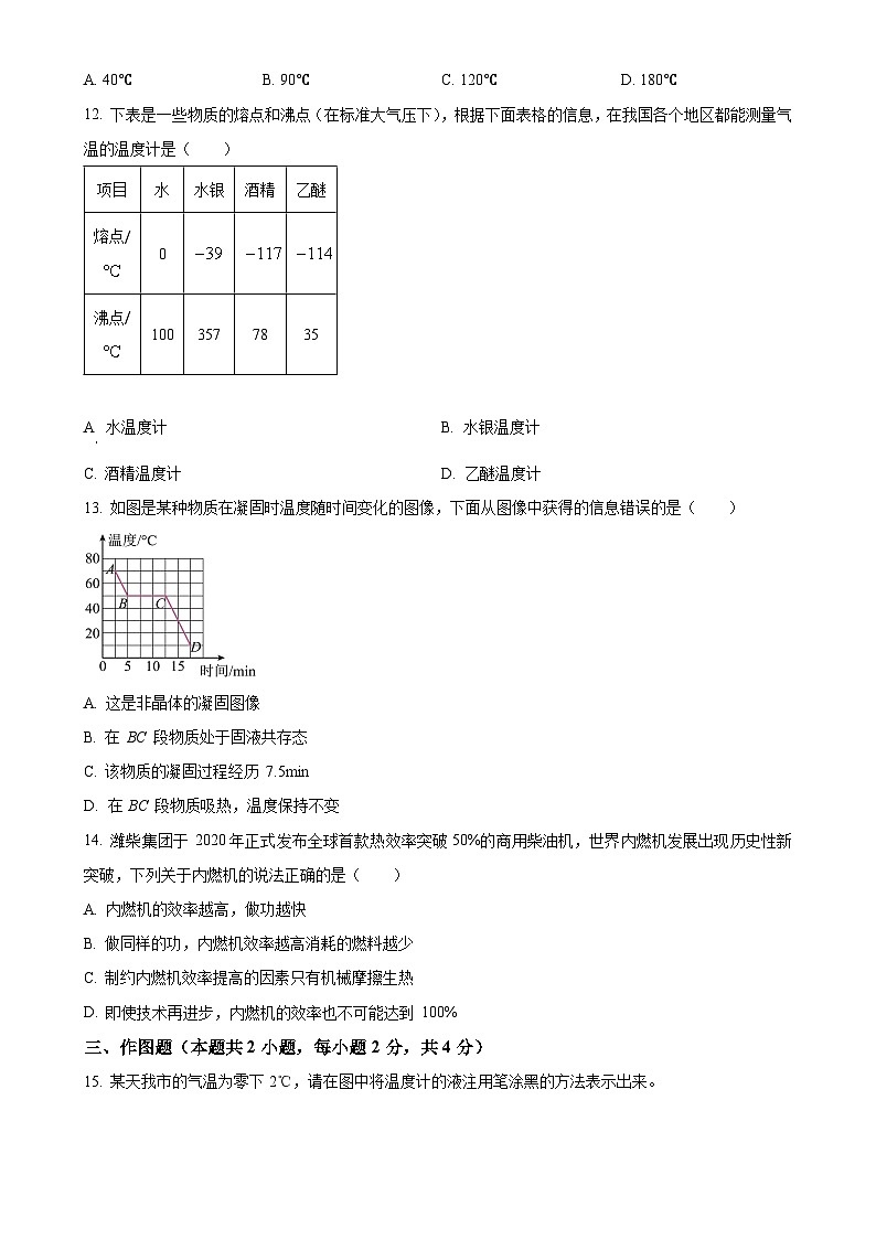 河南省周口市沈丘县中英文学校2023-2024学年九年级上学期10月月考物理试题（原卷版）-A4第3页