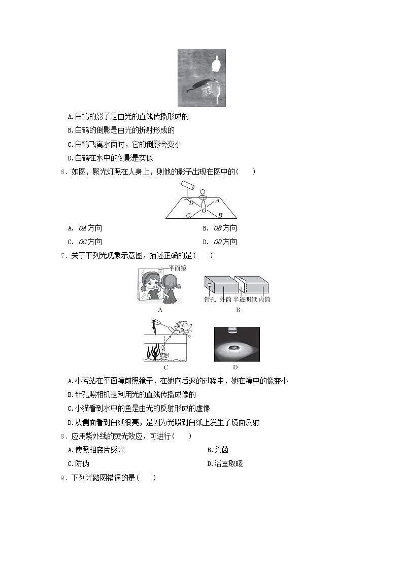 河北省2024八年级物理上册第四章光现象学情评估试卷（附答案人教版）第2页