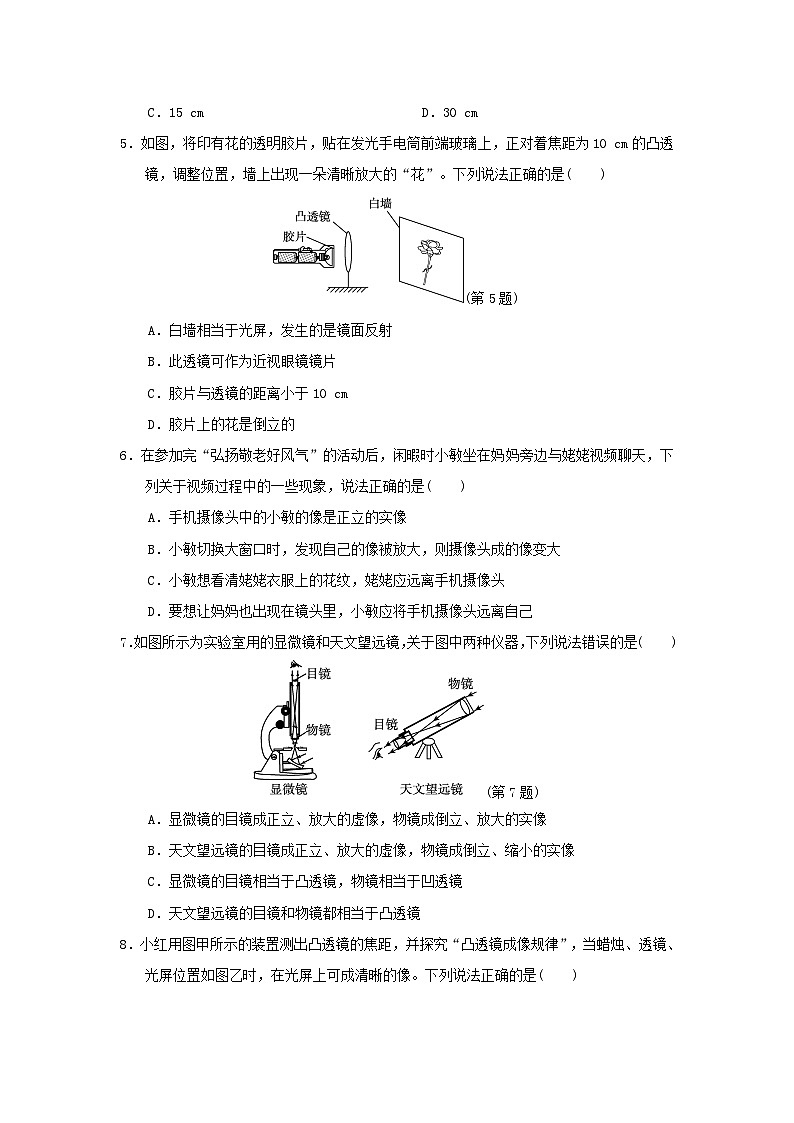 2024八年级物理上册第五章透镜及其应用学情评估试卷（附答案北师大版）第2页