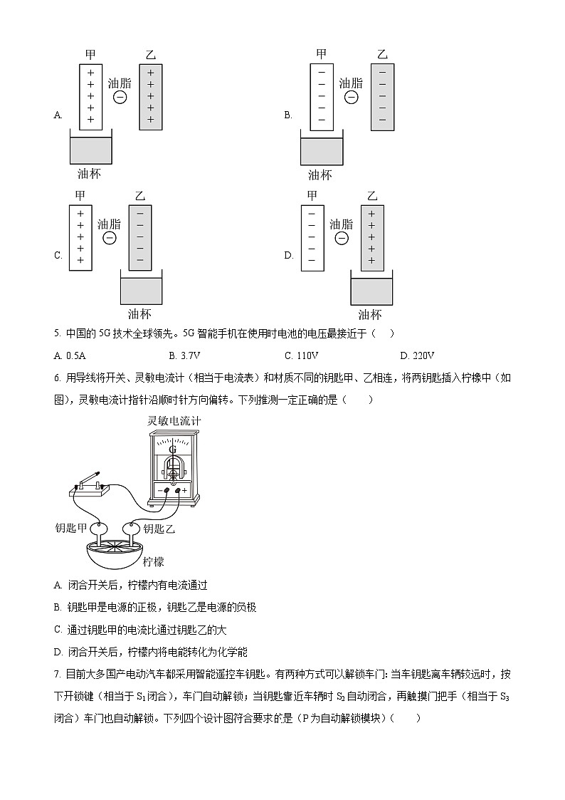 广东省深圳市龙岗区2024-2025学年九年级上学期中考试物理试题（原卷版）-A4第2页