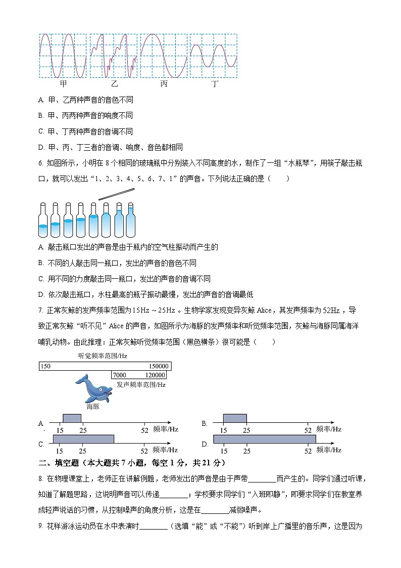 广东省清远市连州中学2024-2025学年八年级上学期9月月考物理试题（原卷版）-A4第2页