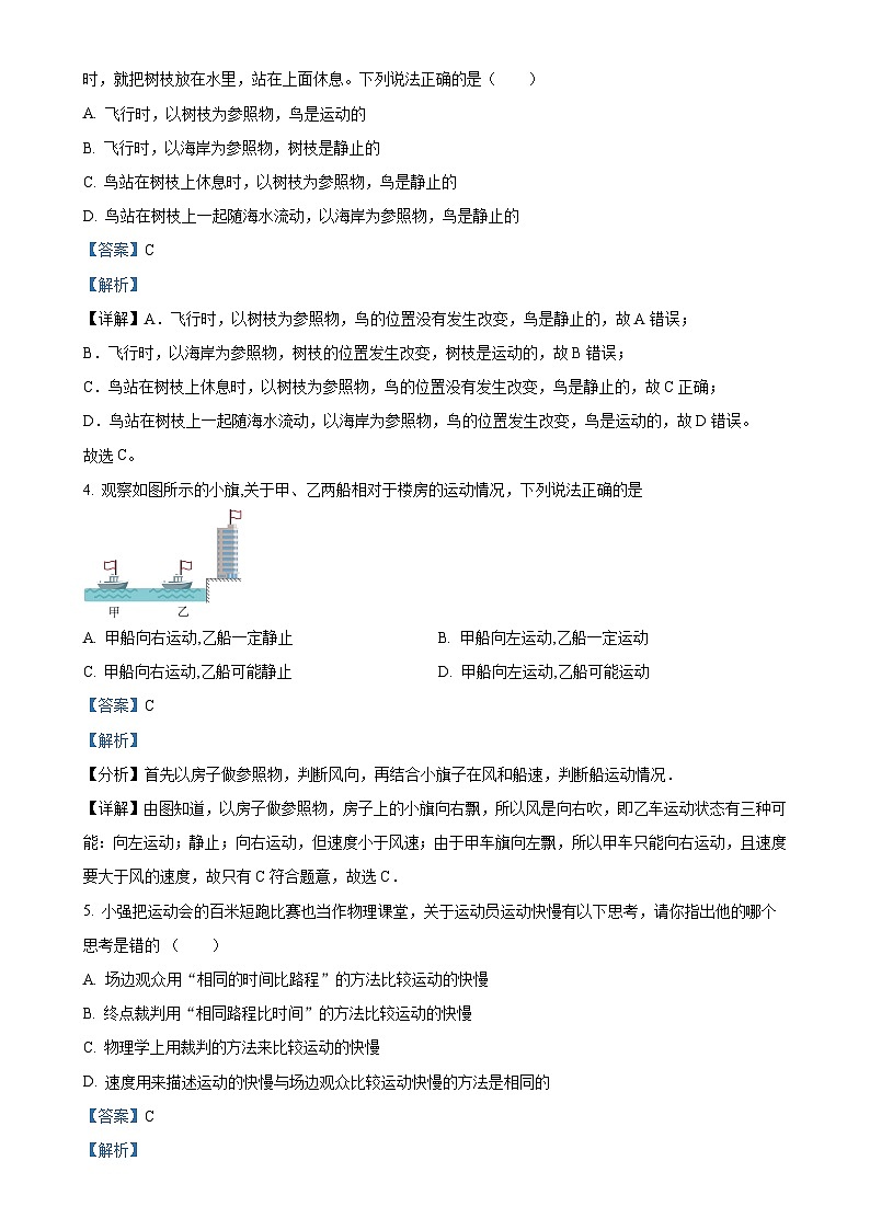 上海市张江集团中学2024-2025学年八年级上学期10月月考物理试题（解析版）-A4第2页