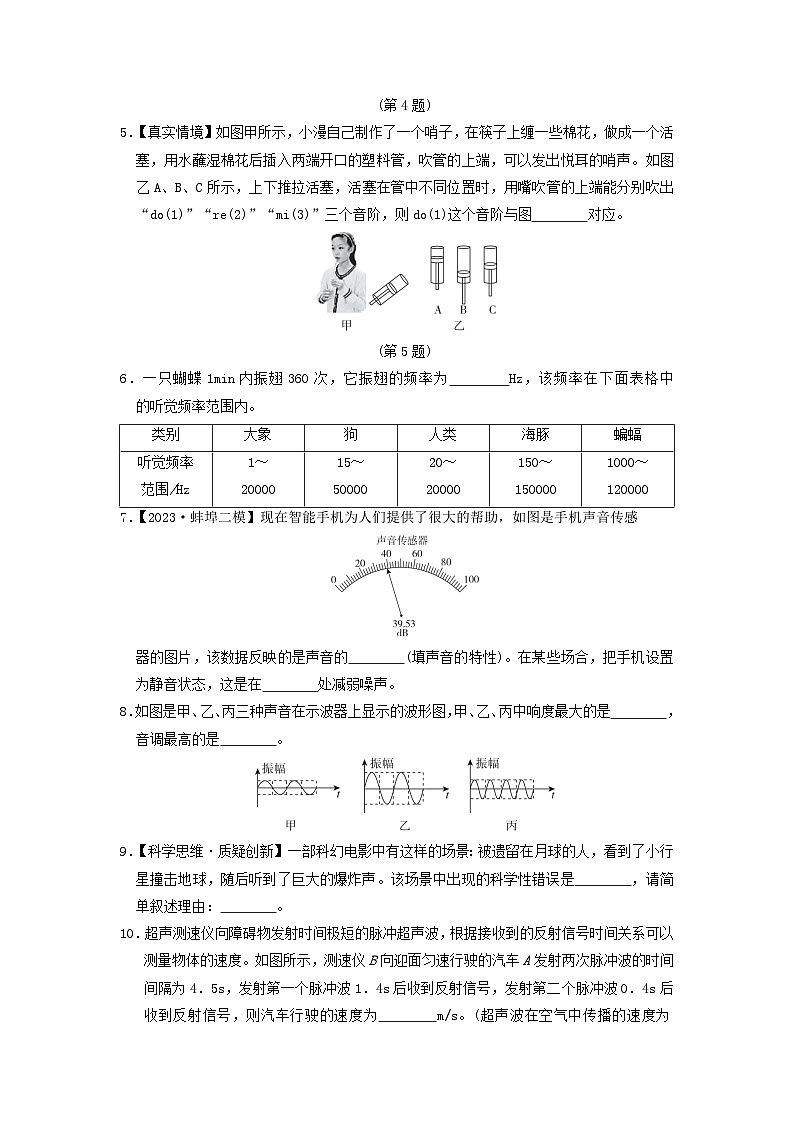 安徽省2024八年级物理上册第二章声的世界综合素质评价试卷（附答案沪科版）第2页