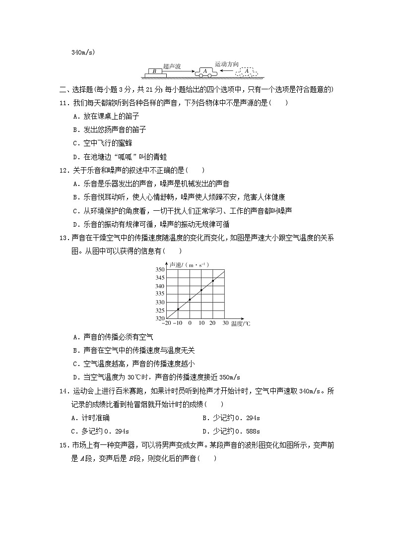 安徽省2024八年级物理上册第二章声的世界综合素质评价试卷（附答案沪科版）第3页