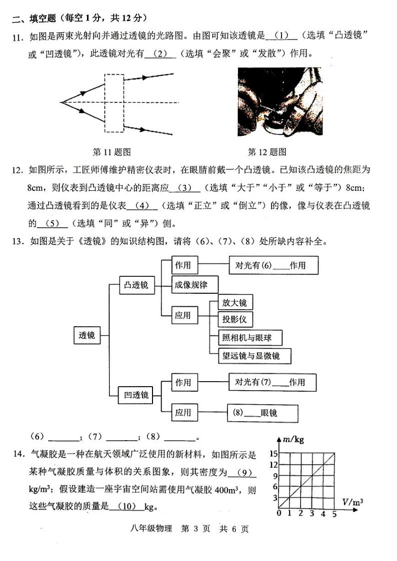 2024～2025学年山东省济宁市金乡县八年级(上)12月月考(学情监测)物理试卷(含答案)第3页