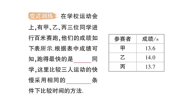 初中物理新沪科版八年级全册第一章第二节 快与慢作业课件2024秋第4页