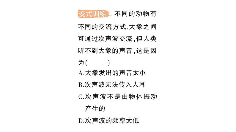 初中物理新沪科版八年级全册第二章第三节 超声波与次声波作业课件2024秋第3页