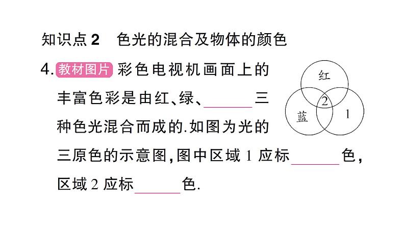 初中物理新沪科版八年级全册第三章第四节 光的色散作业课件（2024秋）第5页