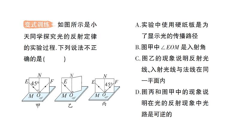 初中物理新北师大版八年级上册第四章第二节 光的反射作业课件2024秋第8页