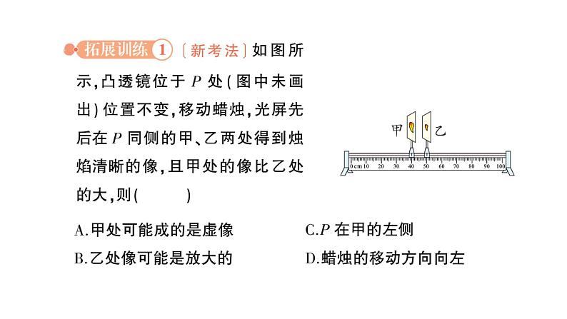 初中物理新北师大版八年级上册第五章专题五 凸透镜成像的动态变化作业课件2024秋第4页