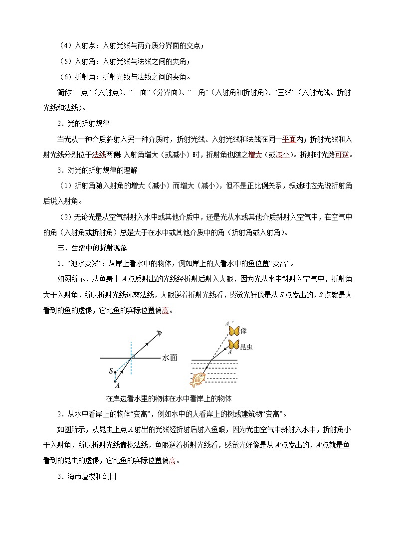 第三章《 光的折射 透镜》-2024-2025学年八年级物理上册期末复习单元知识清单（苏科版2024）第2页