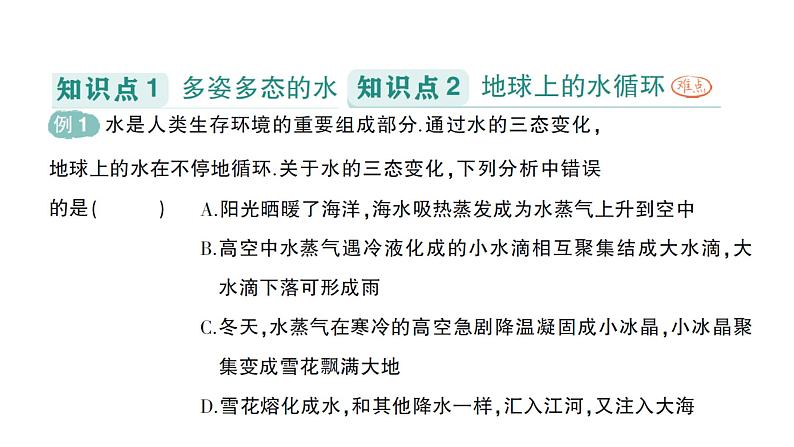 初中物理新教科版八年级上册第五章第五节 跨学科实践：地球上的水循环作业课件2024秋第2页