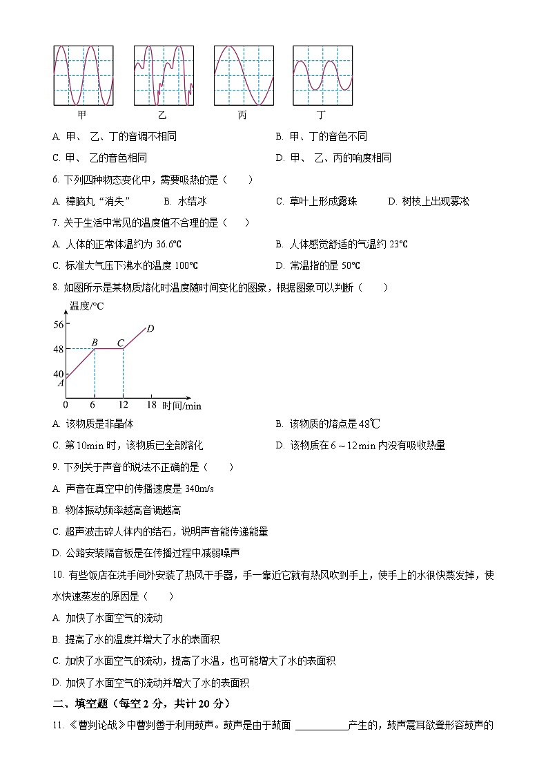 精品解析：河北省邯郸市临漳县2024-2025学年八年级上学期11月期中物理试题 （原卷版）-A4第2页