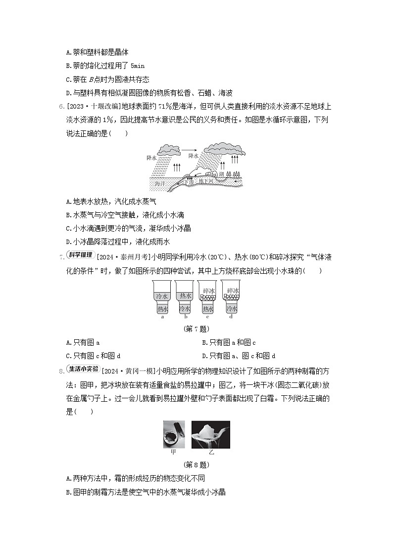 陕西省2024八年级物理上册第四章物态变化综合素质评价试卷（附答案苏科版）第2页