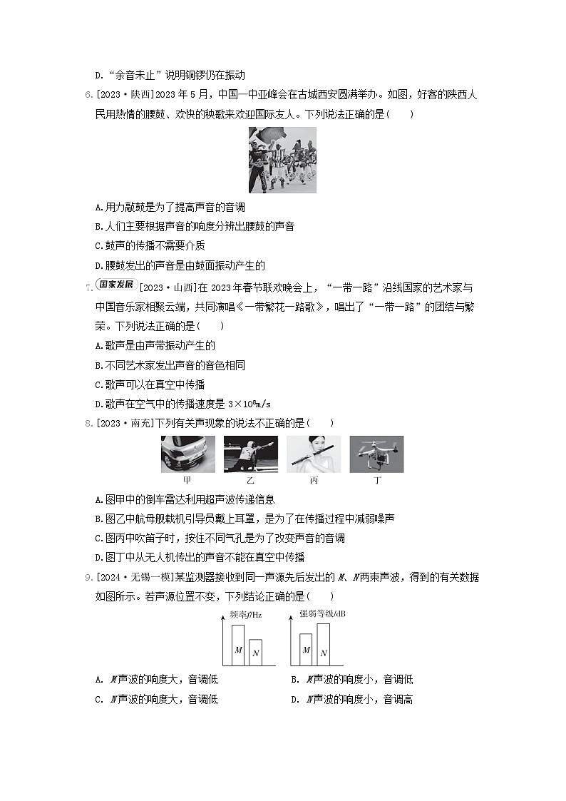 陕西省2024八年级物理上册第一章声现象综合素质评价试卷（附答案苏科版）第2页