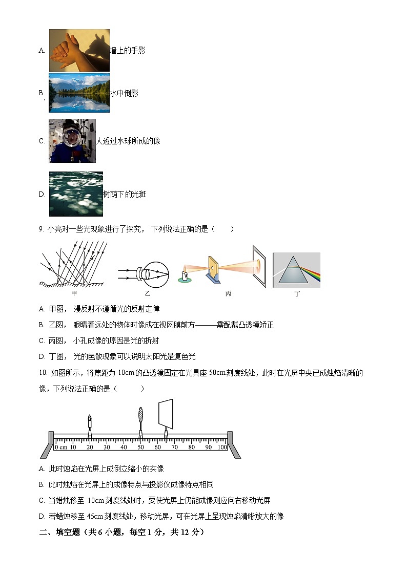 河北省邢台市南宫市2024-2025学年八年级上学期11月期中物理试题（原卷版）-A4第3页