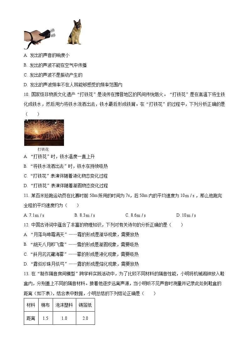 河北省保定市定州市2024-2025学年八年级上学期期中考试物理试题（原卷版）-A4第3页