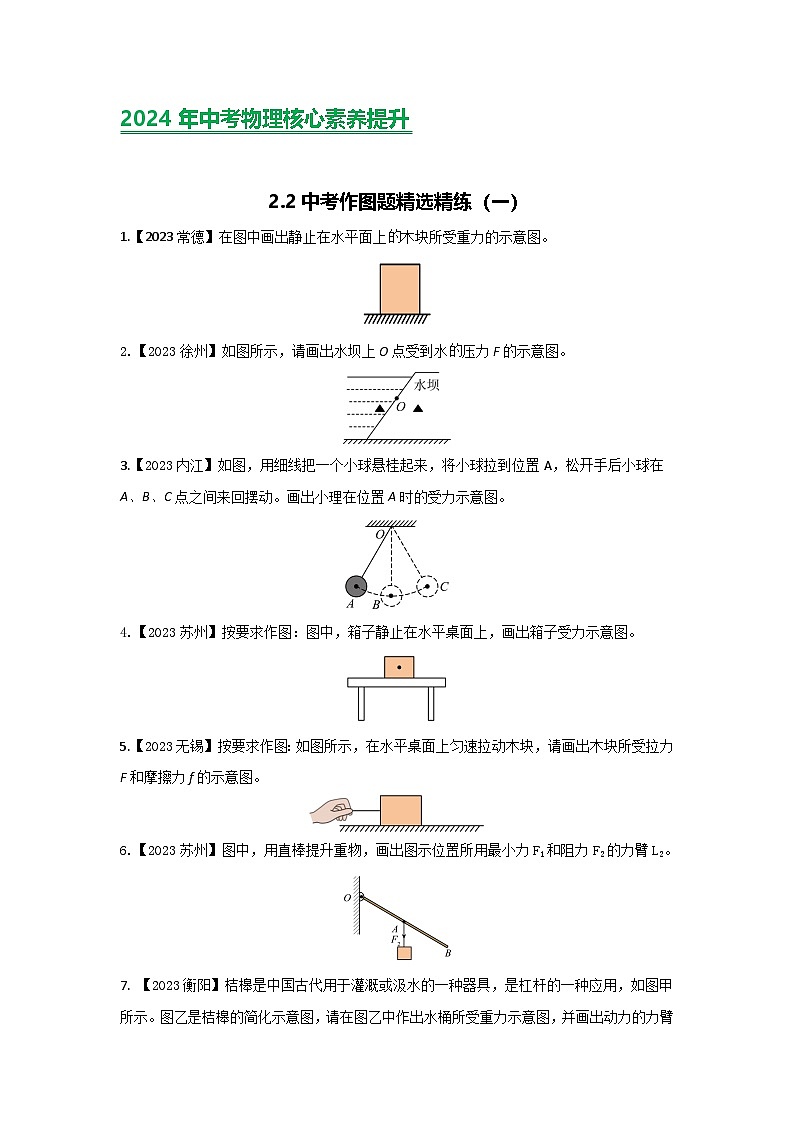 2024年中考物理核心素养提升(全国通用)2.1作图练习(一)原卷版+解析第1页