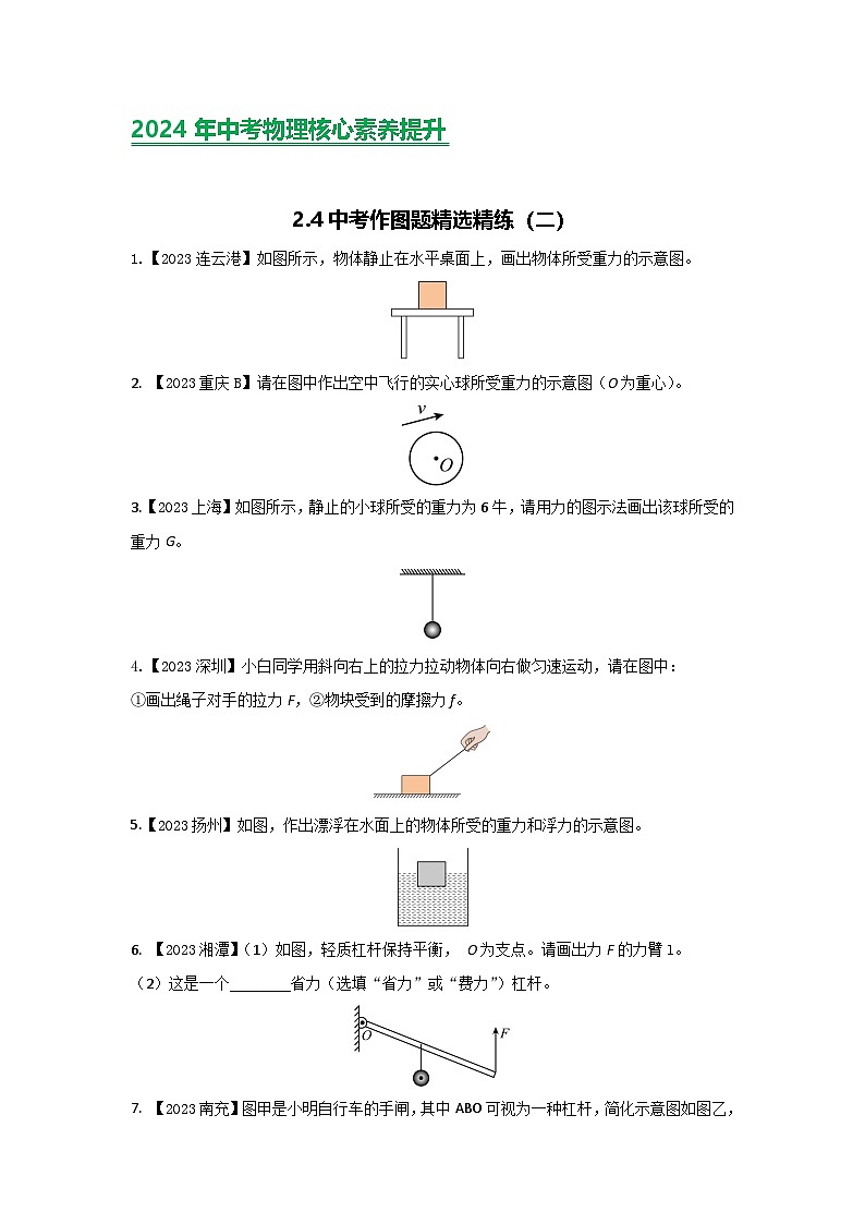 2024年中考物理核心素养提升(全国通用)2.2作图练习(二)原卷版+解析第1页
