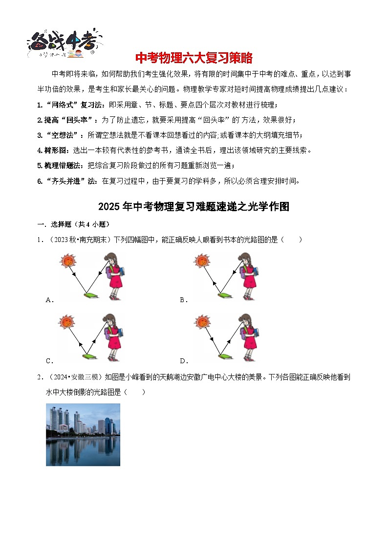 2025年中考物理二轮复习专练08 光学作图（含答案）第1页
