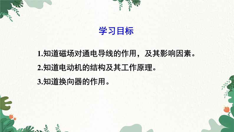 人教版物理九年级下册 第二十章 电与磁第四节 电动机课件第2页