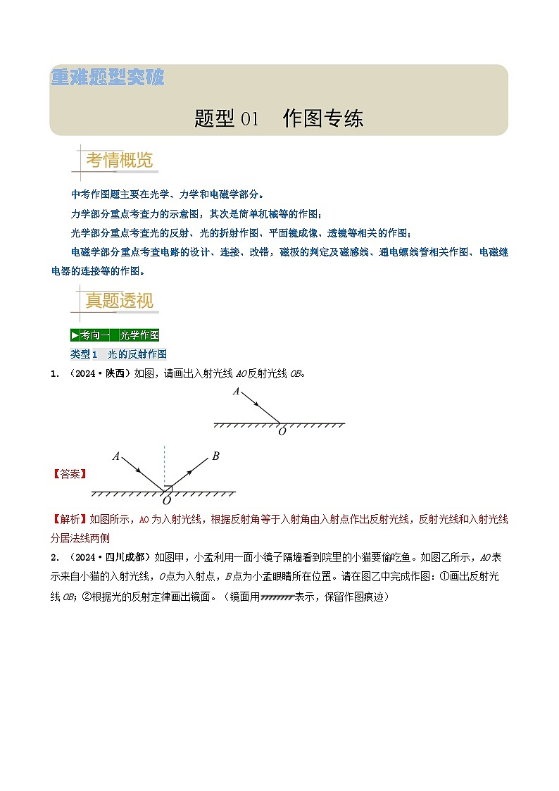 题型01 作图专练-备战2025年中考物理真题题源解密（全国通用）（解析版）第1页