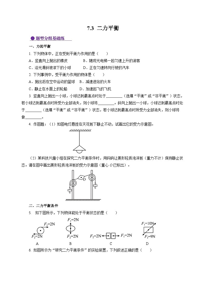 7.3 二力平衡（分层作业）（原卷版）第1页