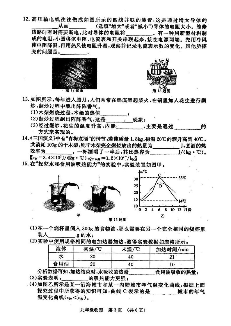 吉林省长春市绿园区2024-2025学年九年级上学期期末考试物理试题第3页