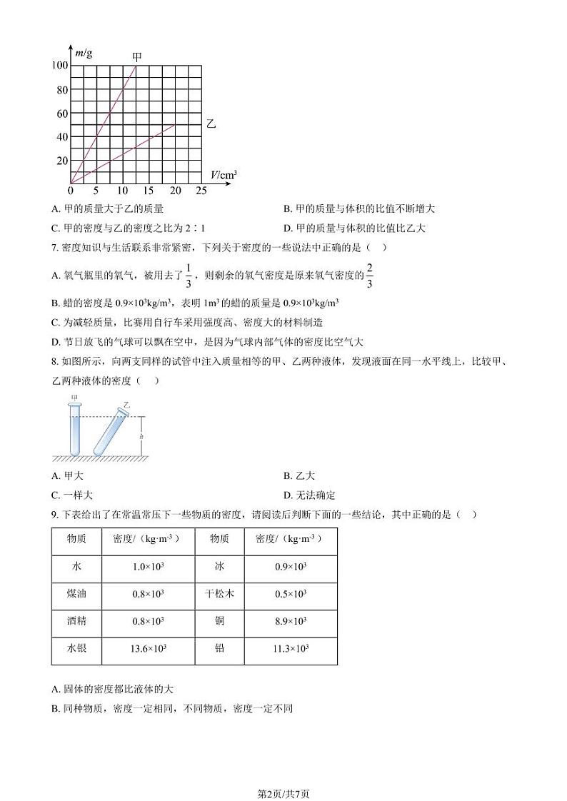 2024北京朝阳外国语学校初二(上)2月月考物理试卷第2页