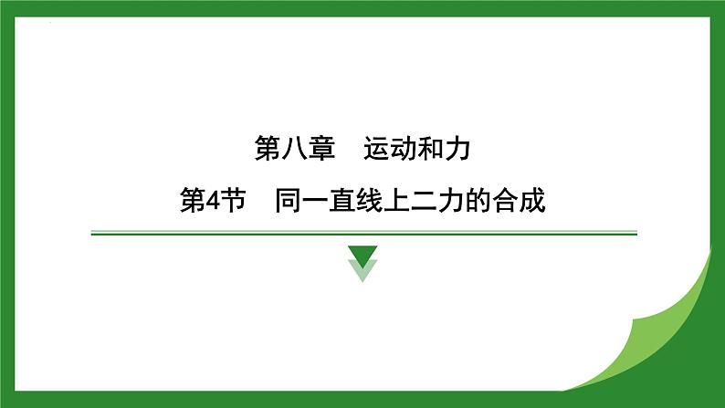 8.4同一直线上二力的合成  课件  2024-2025学年人教版物理八年级下册第1页