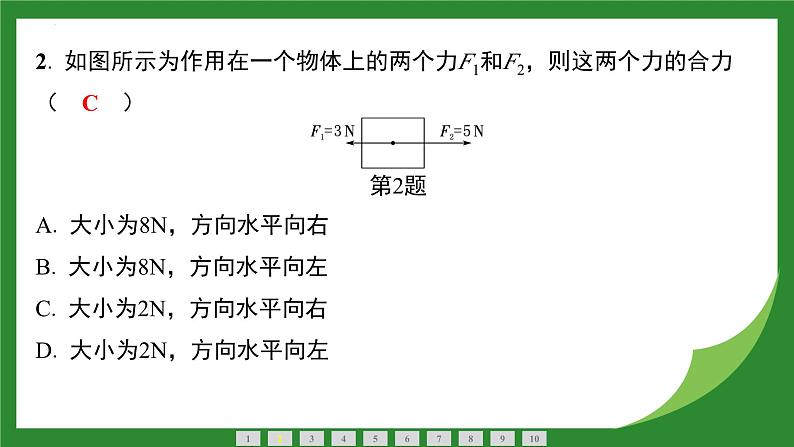 8.4同一直线上二力的合成  课件  2024-2025学年人教版物理八年级下册第3页