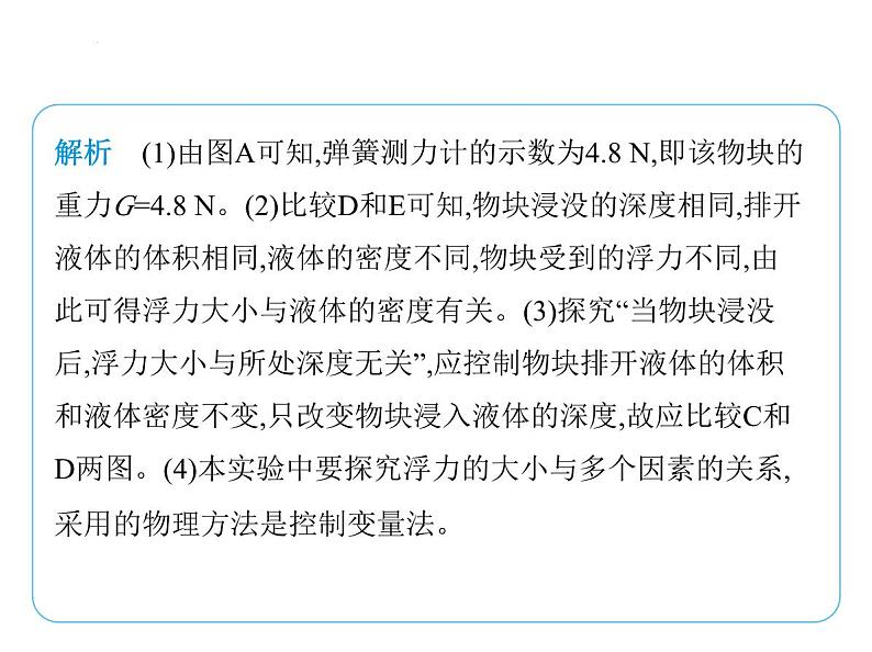 重点实验综合全练(六)　浮力相关探究实验课件-- 2024-2025学年苏科版物理八年级下册第5页