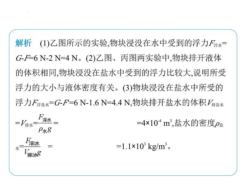 重点实验综合全练(六)　浮力相关探究实验课件-- 2024-2025学年苏科版物理八年级下册第8页