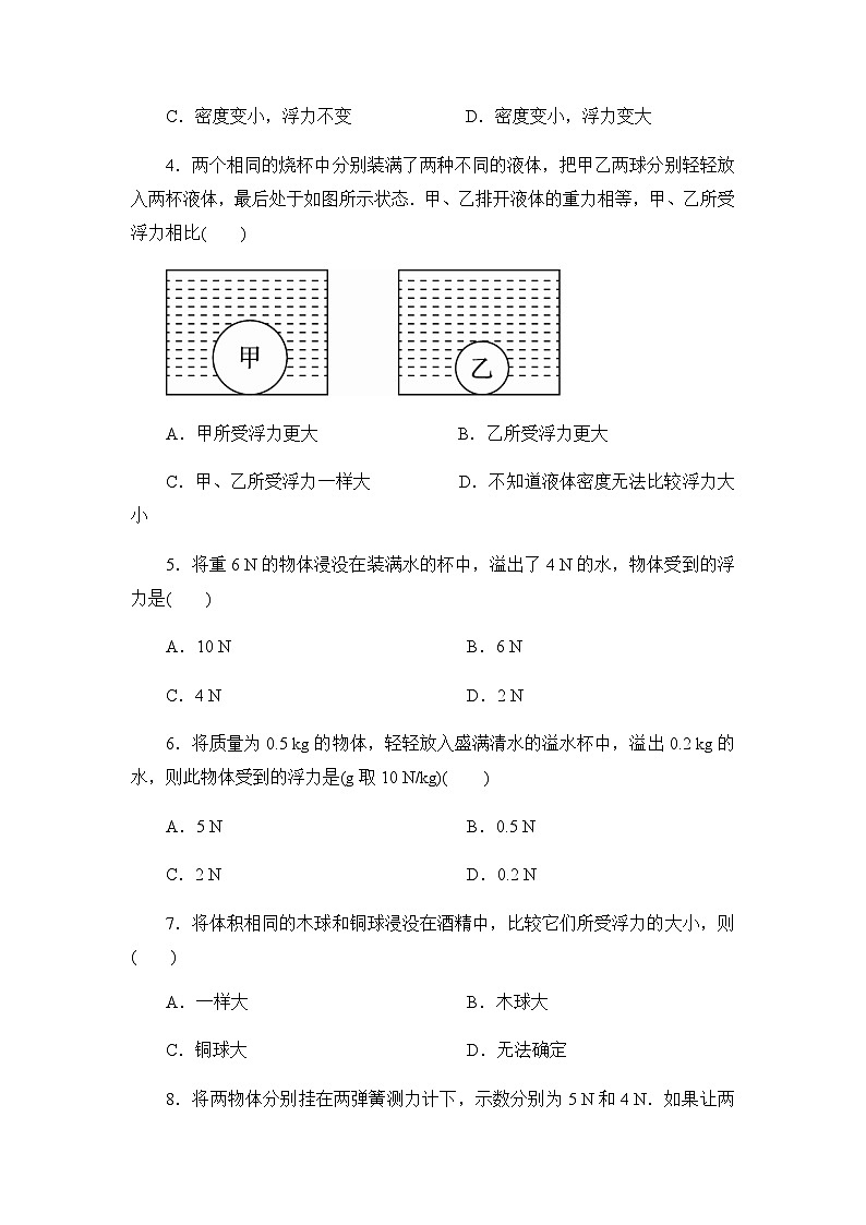 10.2 《阿基米德原理》同步练习题（含参考答案与解析）第2页