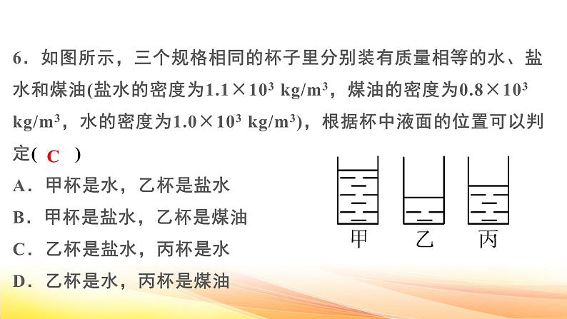 人教版（2024） 八年级上册物理第六章 质量与密度 测试卷课件第6页