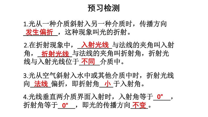 初中物理新人教版八年级上册第四章第四节第一课时 光的折射现象及规律教学课件2024秋第3页