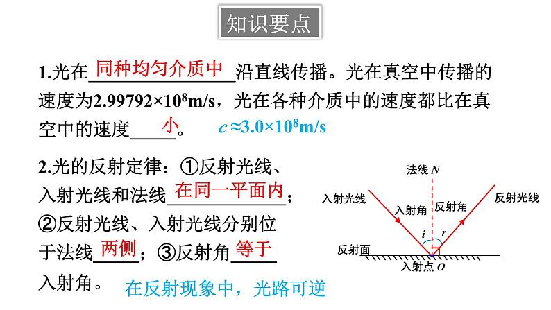 初中物理新教科版八年级上册第四章 光的世界复习题教学课件2024秋第3页