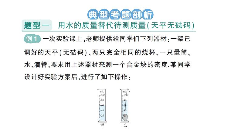 初中物理新教科版八年级上册第六章专题五 密度的特殊测量作业课件2024秋第2页