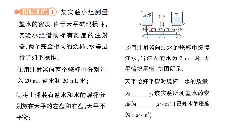 初中物理新教科版八年级上册第六章专题五 密度的特殊测量作业课件2024秋第5页