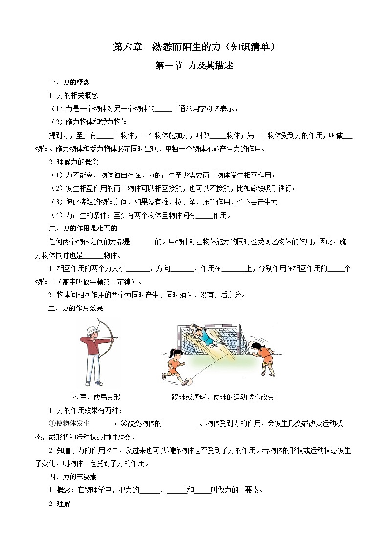 第六章  熟悉而陌生的力（知识清单）【学生版】第1页