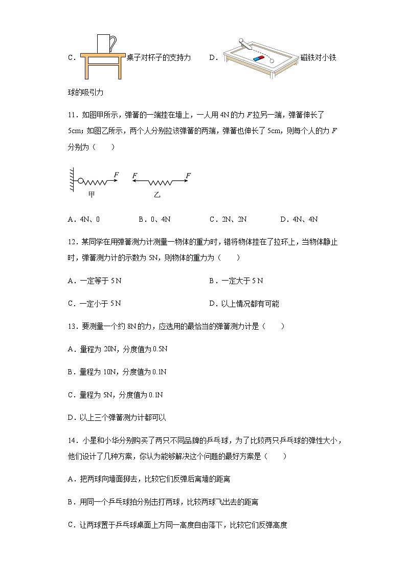 第七章 第二节 弹力 培优练习 人教版八年级物理下册第3页