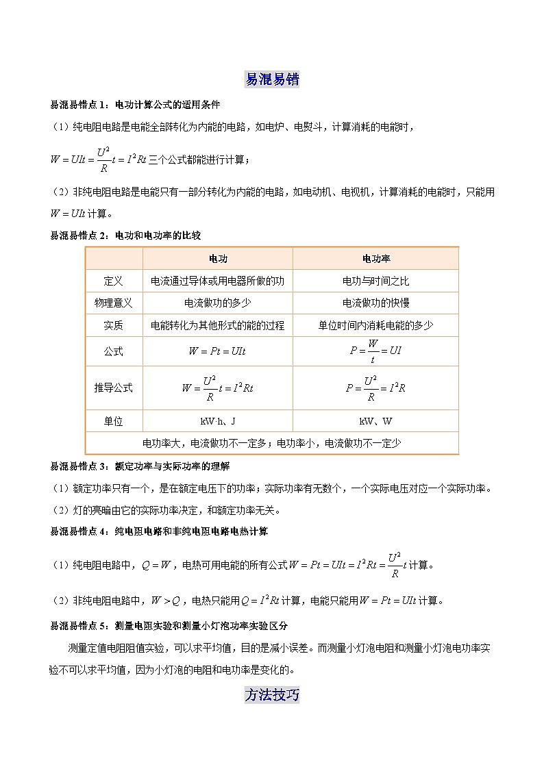 专题15 电功率（5个易错 6类技巧 典例精析 4大模块清单）-2025年中考物理一轮复习知识清单（解析版）第2页