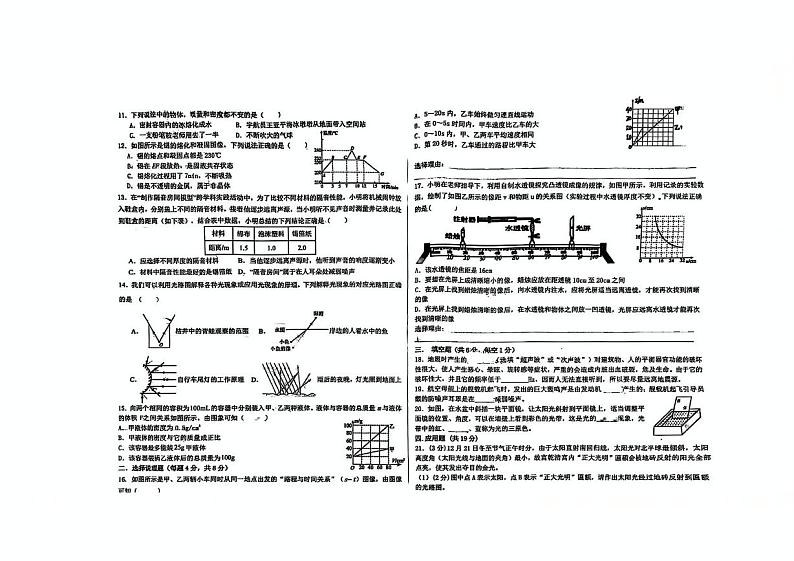 宁夏银川北塔中学2024-2025学年八年级上学期期末物理试卷第2页
